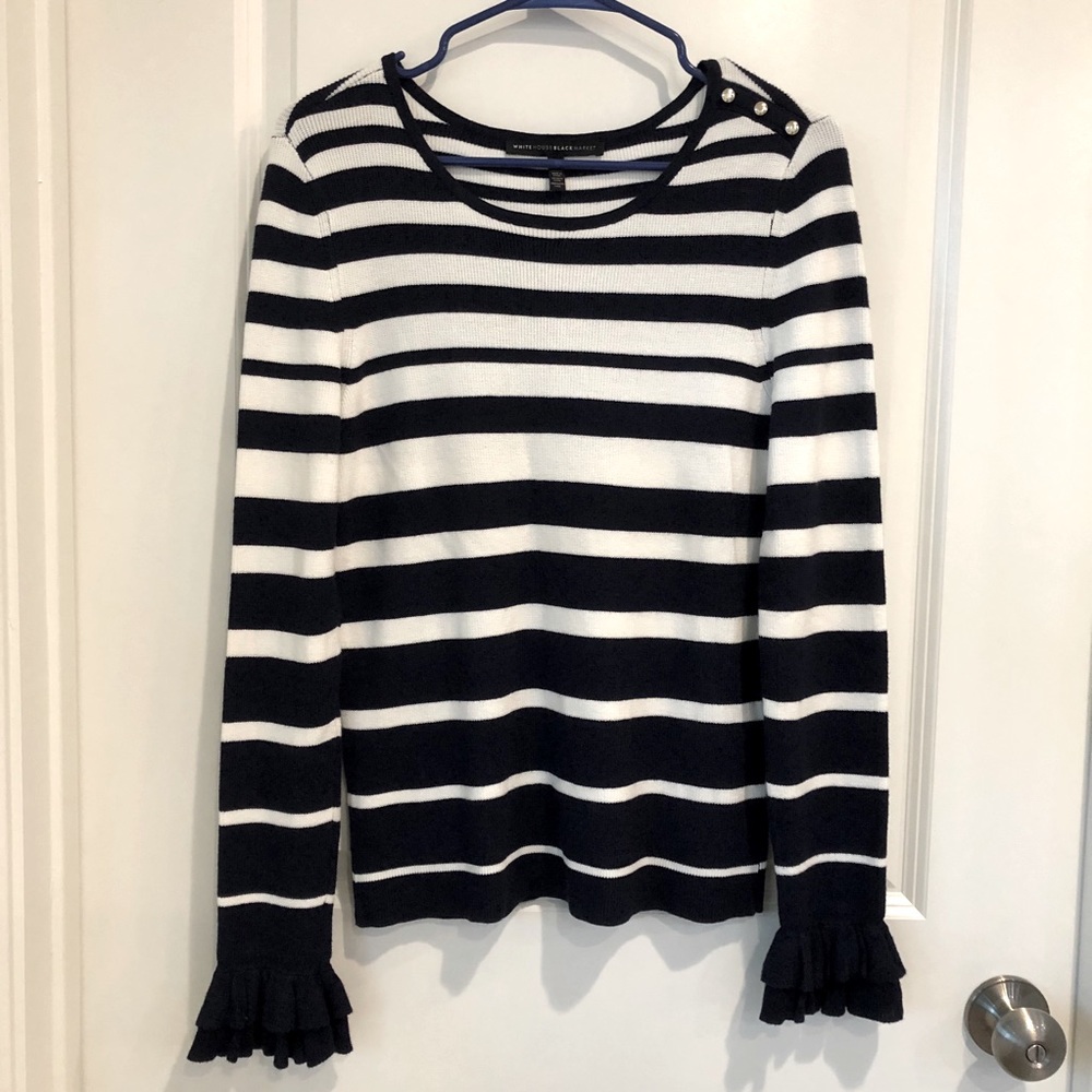 White House Black Market navy and white sweater